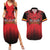 Custom Belgium Rugby Couples Matching Summer Maxi Dress and Hawaiian Shirt Diables Noirs Lion Head