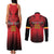 Custom Belgium Rugby Couples Matching Tank Maxi Dress and Long Sleeve Button Shirt Diables Noirs Lion Head