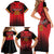 Custom Belgium Rugby Family Matching Short Sleeve Bodycon Dress and Hawaiian Shirt Diables Noirs Lion Head - Wonder Print Shop