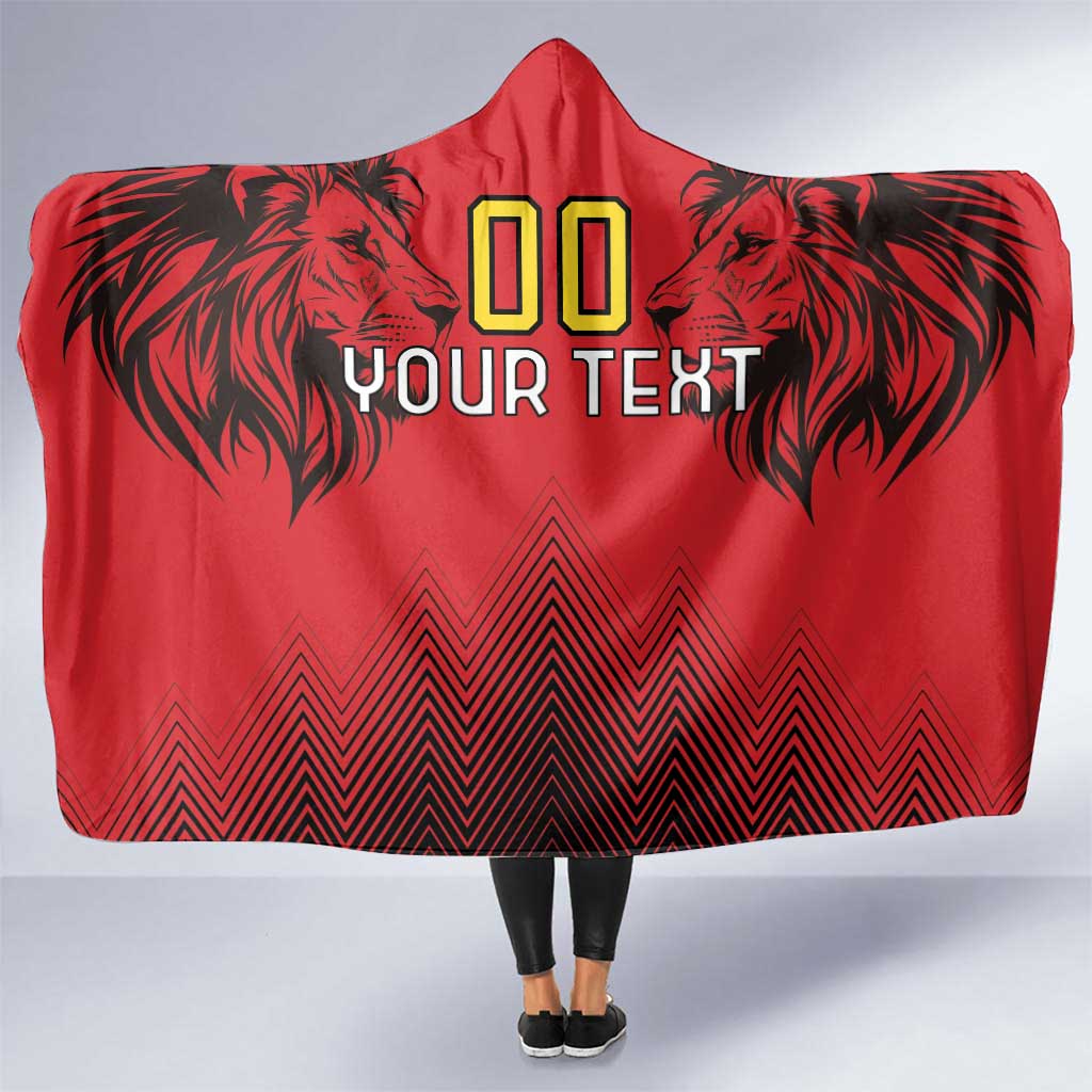 Custom Belgium Rugby Hooded Blanket Diables Noirs Lion Head - Wonder Print Shop