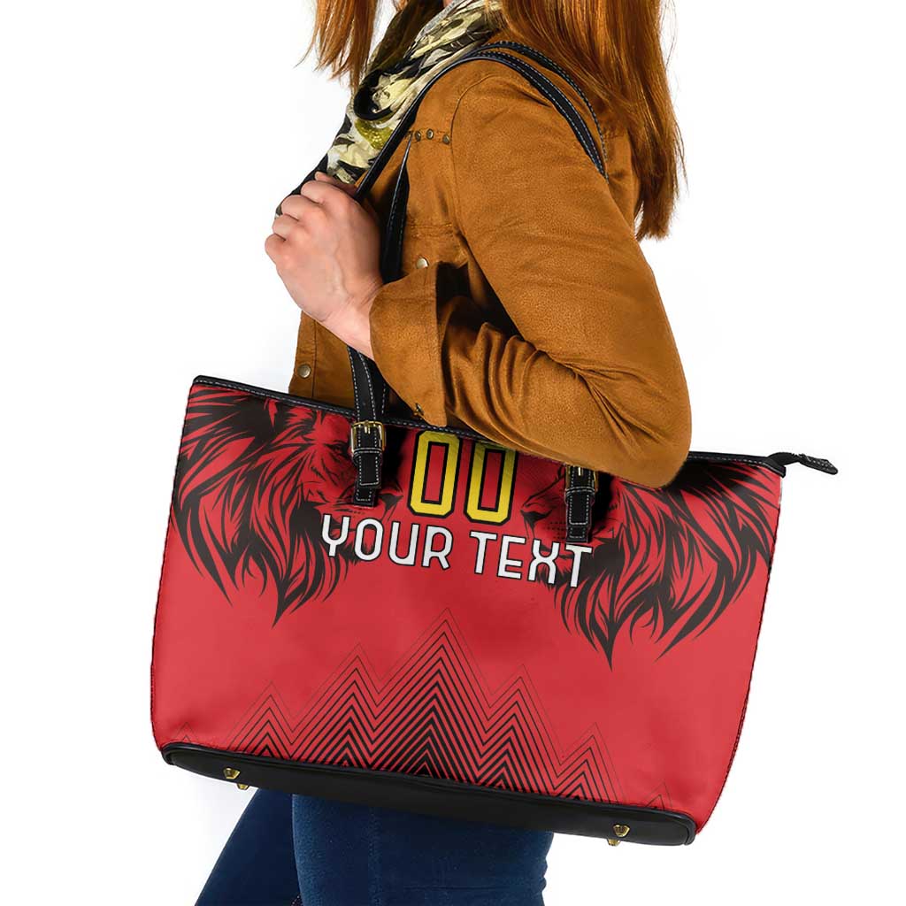 Custom Belgium Rugby Leather Tote Bag Diables Noirs Lion Head