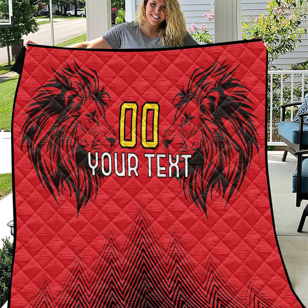 Custom Belgium Rugby Quilt Diables Noirs Lion Head - Wonder Print Shop