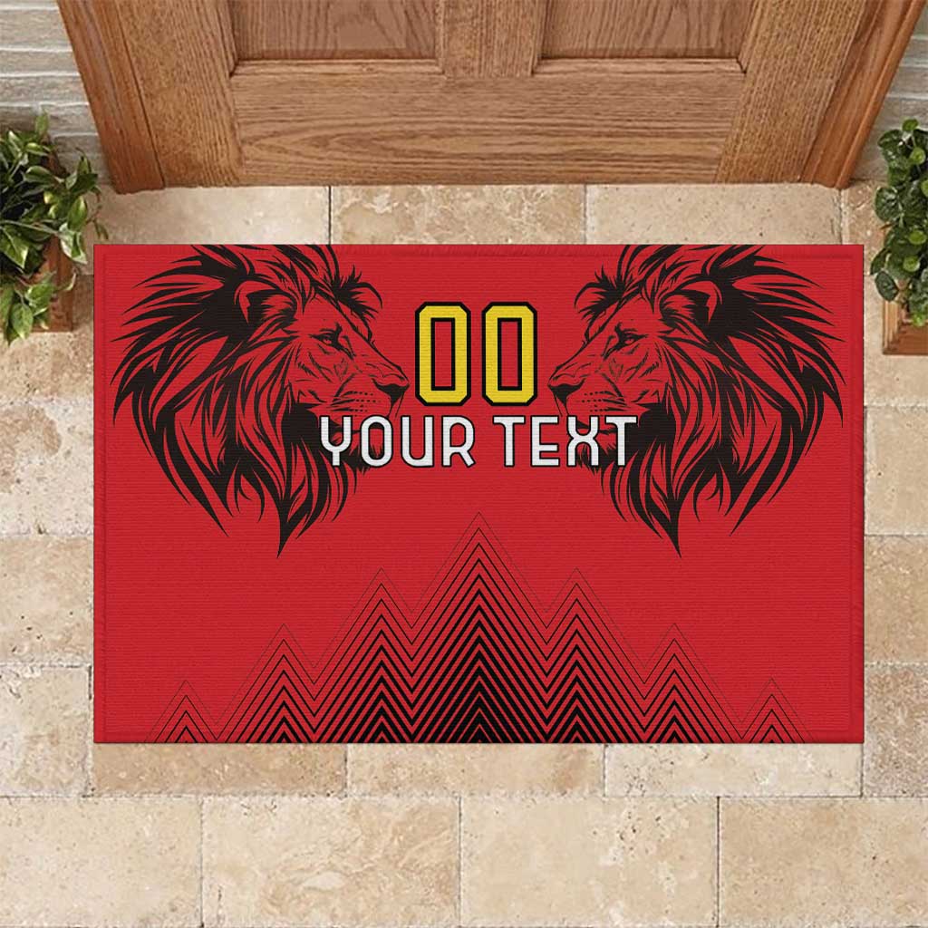 Custom Belgium Rugby Rubber Doormat Diables Noirs Lion Head - Wonder Print Shop