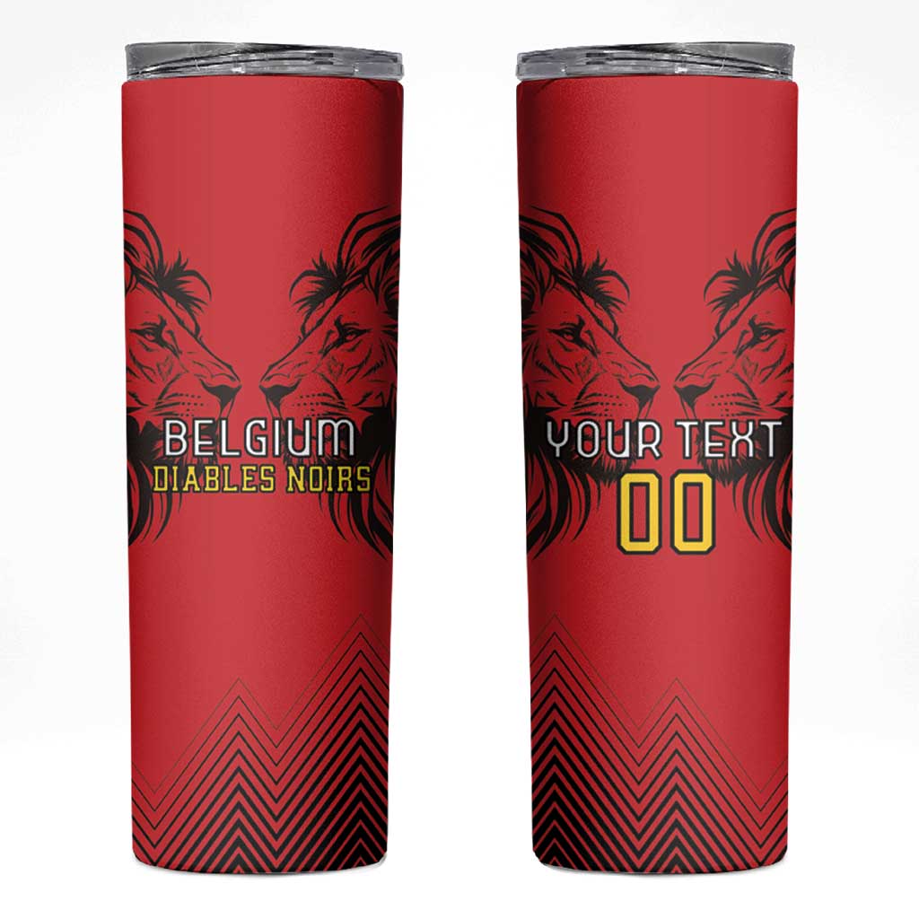 Custom Belgium Rugby Skinny Tumbler Diables Noirs Lion Head - Wonder Print Shop