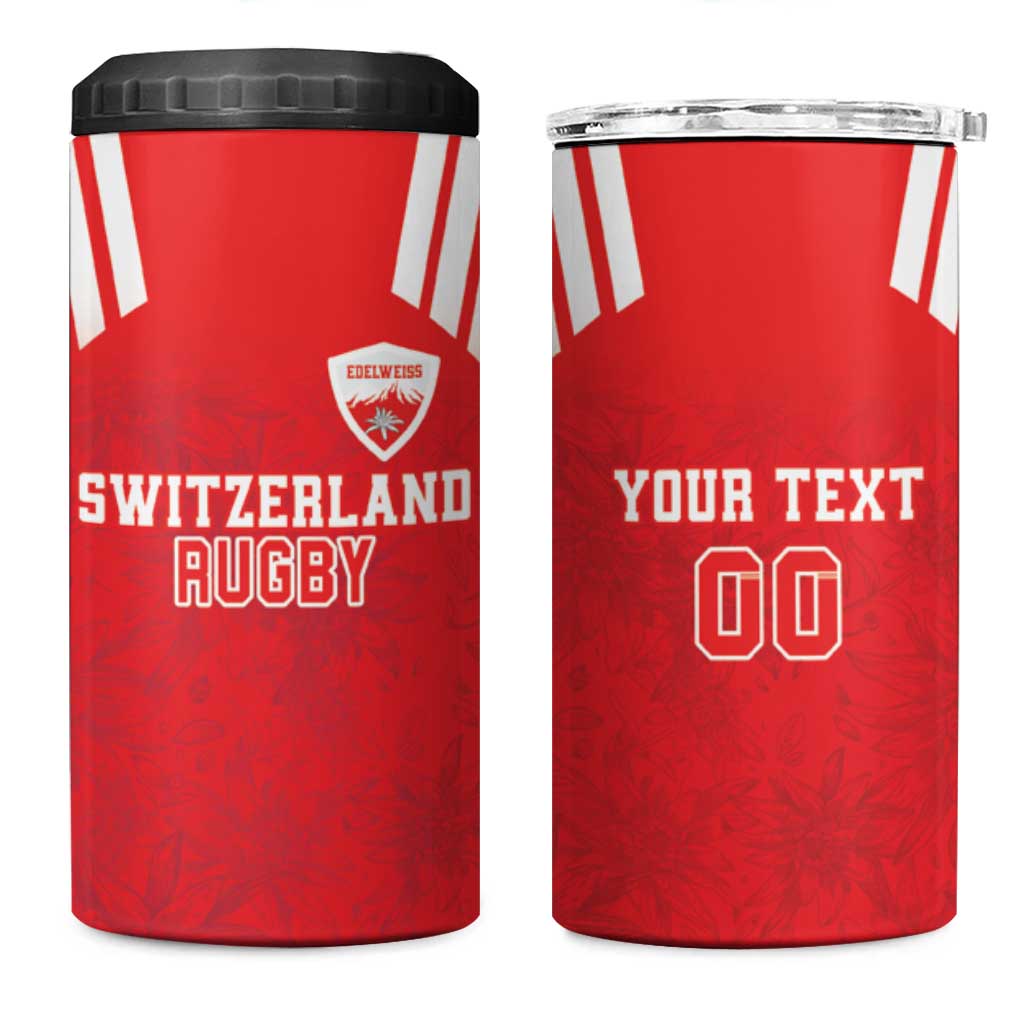 Custom Switzerland Rugby 4 in 1 Can Cooler Tumbler Edelweis Pattern