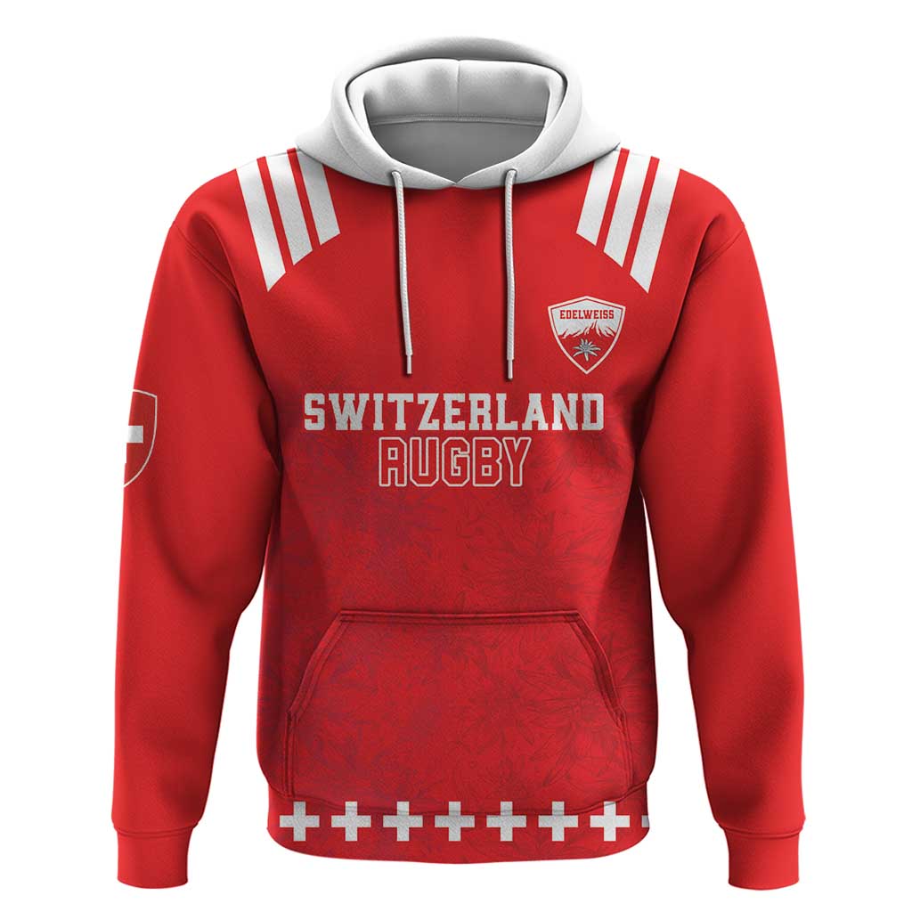 Custom Switzerland Rugby Hoodie Edelweis Pattern - Wonder Print Shop