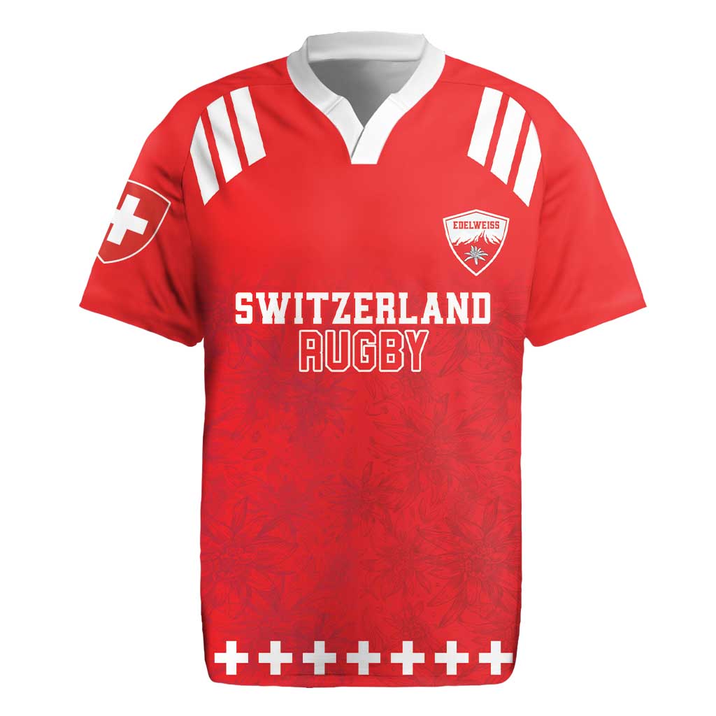 Custom Switzerland Rugby Rugby Jersey Edelweis Pattern - Wonder Print Shop