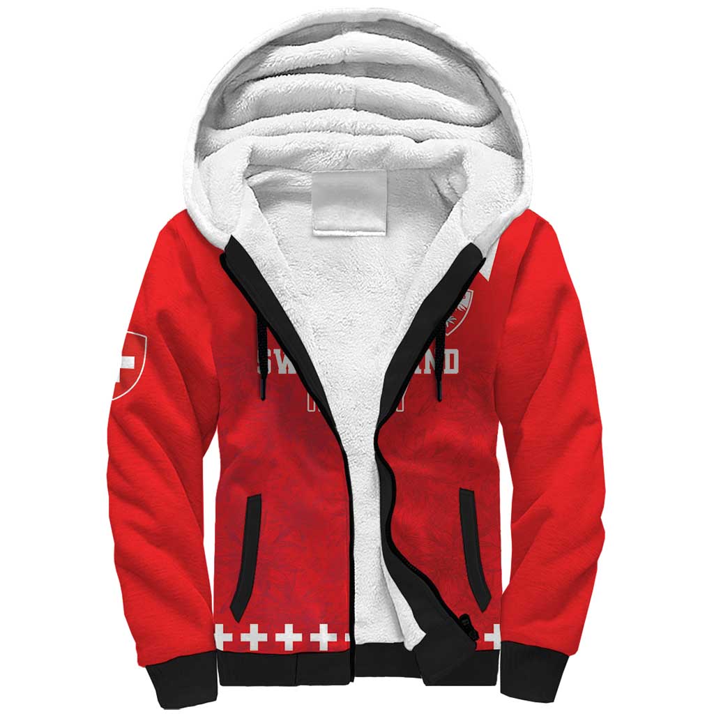 Custom Switzerland Rugby Sherpa Hoodie Edelweis Pattern - Wonder Print Shop