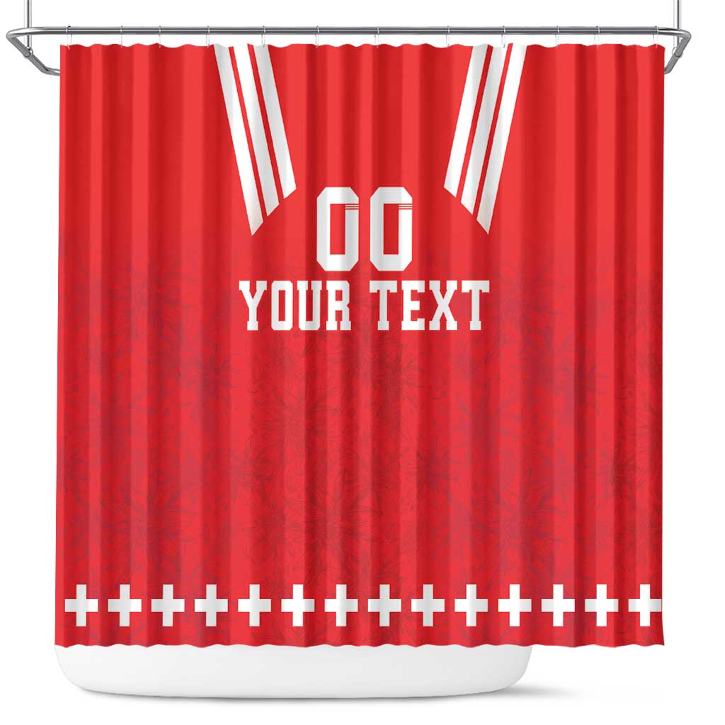 Custom Switzerland Rugby Shower Curtain Edelweis Pattern - Wonder Print Shop