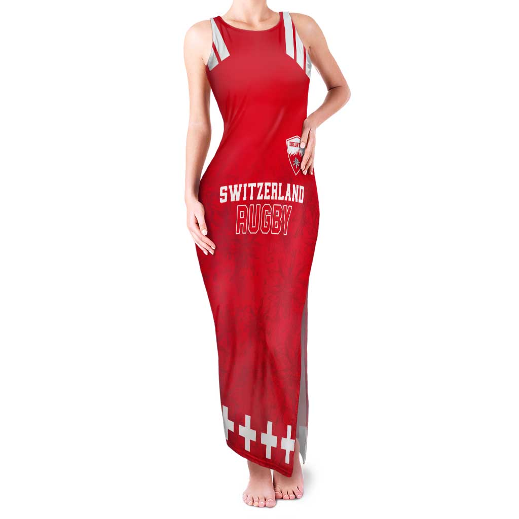 Custom Switzerland Rugby Tank Maxi Dress Edelweis Pattern