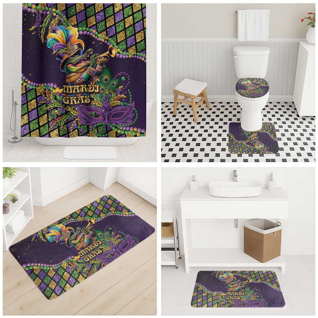 Mardi Gras Alligator Bathroom Set Let the Gator Jazz Roll - Wonder Print Shop