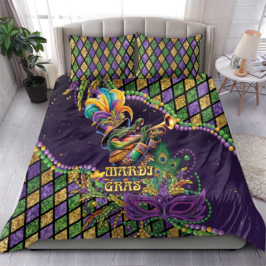 Mardi Gras Alligator Bedding Set Let the Gator Jazz Roll - Wonder Print Shop
