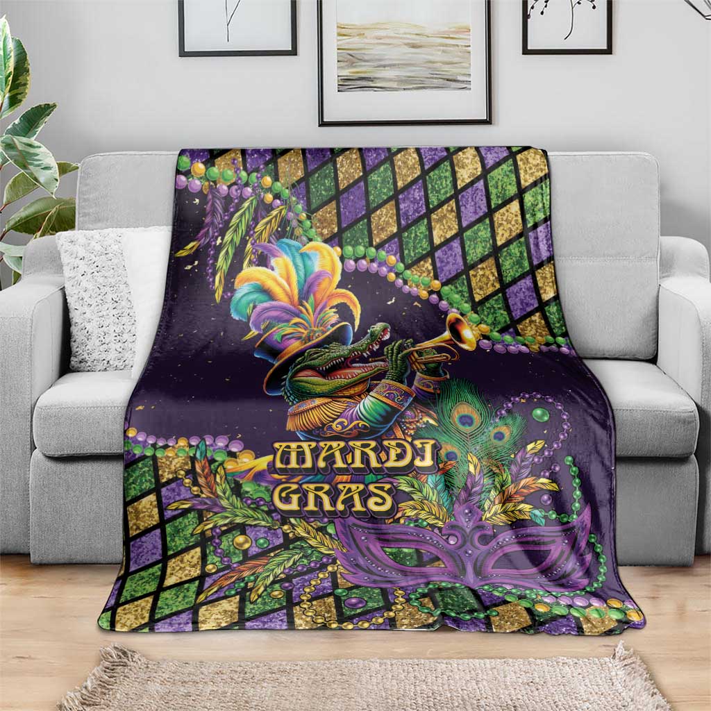 Mardi Gras Alligator Blanket Let the Gator Jazz Roll - Wonder Print Shop