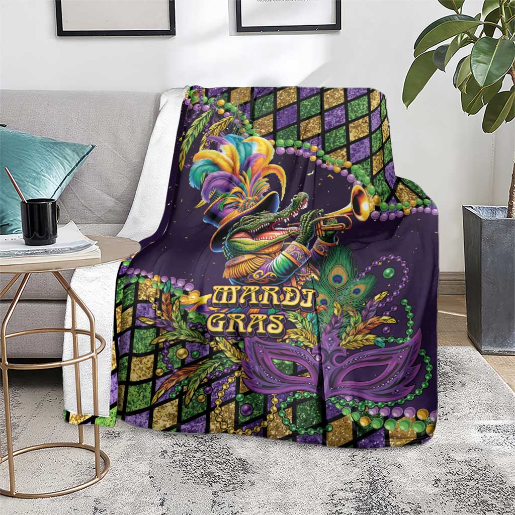 Mardi Gras Alligator Blanket Let the Gator Jazz Roll - Wonder Print Shop