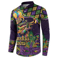 Mardi Gras Alligator Button Sweatshirt Let the Gator Jazz Roll - Wonder Print Shop