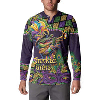 Mardi Gras Alligator Button Sweatshirt Let the Gator Jazz Roll - Wonder Print Shop