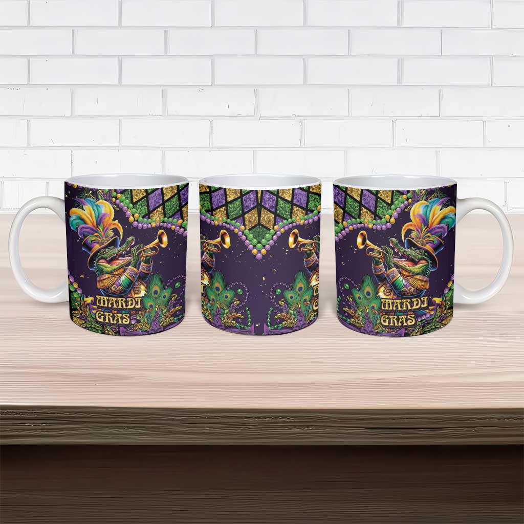 Mardi Gras Alligator Ceramic Mug Let the Gator Jazz Roll - Wonder Print Shop