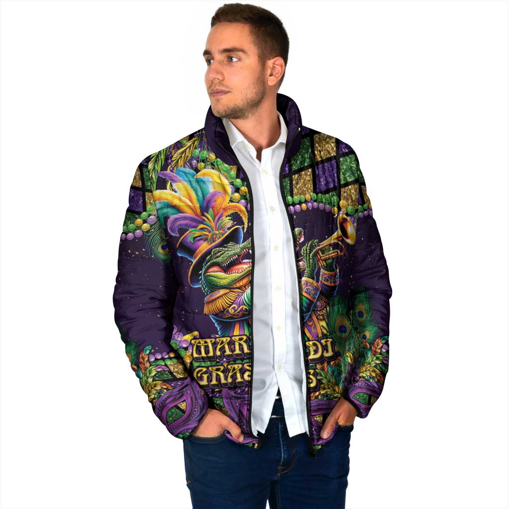 Mardi Gras Alligator Padded Jacket Let the Gator Jazz Roll - Wonder Print Shop