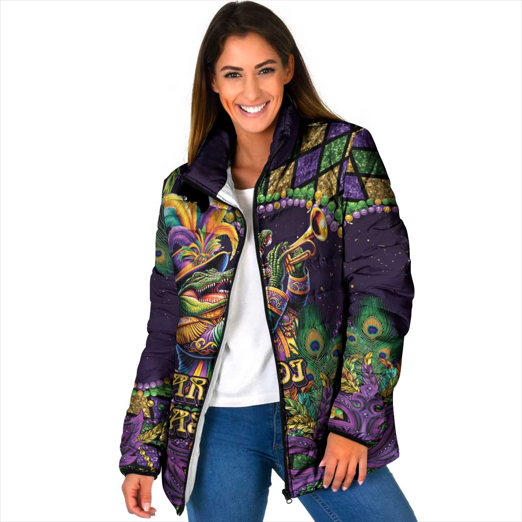Mardi Gras Alligator Padded Jacket Let the Gator Jazz Roll - Wonder Print Shop