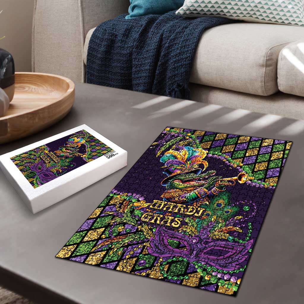 Mardi Gras Alligator Puzzle Let the Gator Jazz Roll - Wonder Print Shop