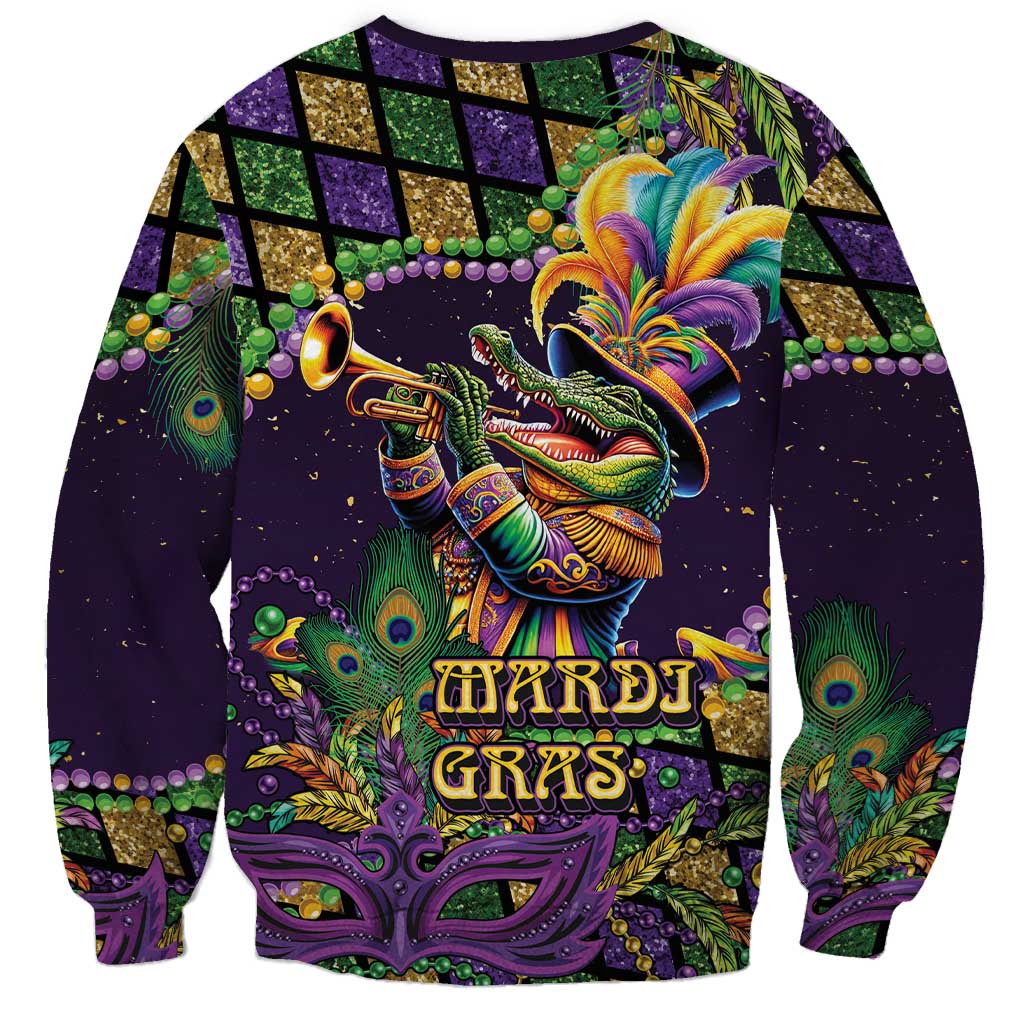 Mardi Gras Alligator Sweatshirt Let the Gator Jazz Roll - Wonder Print Shop