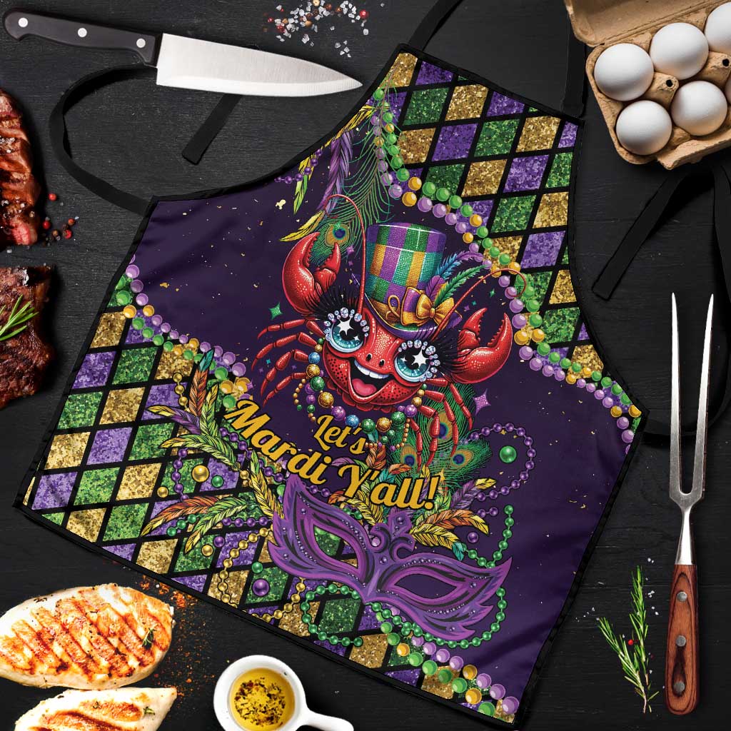 Mardi Gras Crawfish Apron Let's Mardi Y'all - Wonder Print Shop