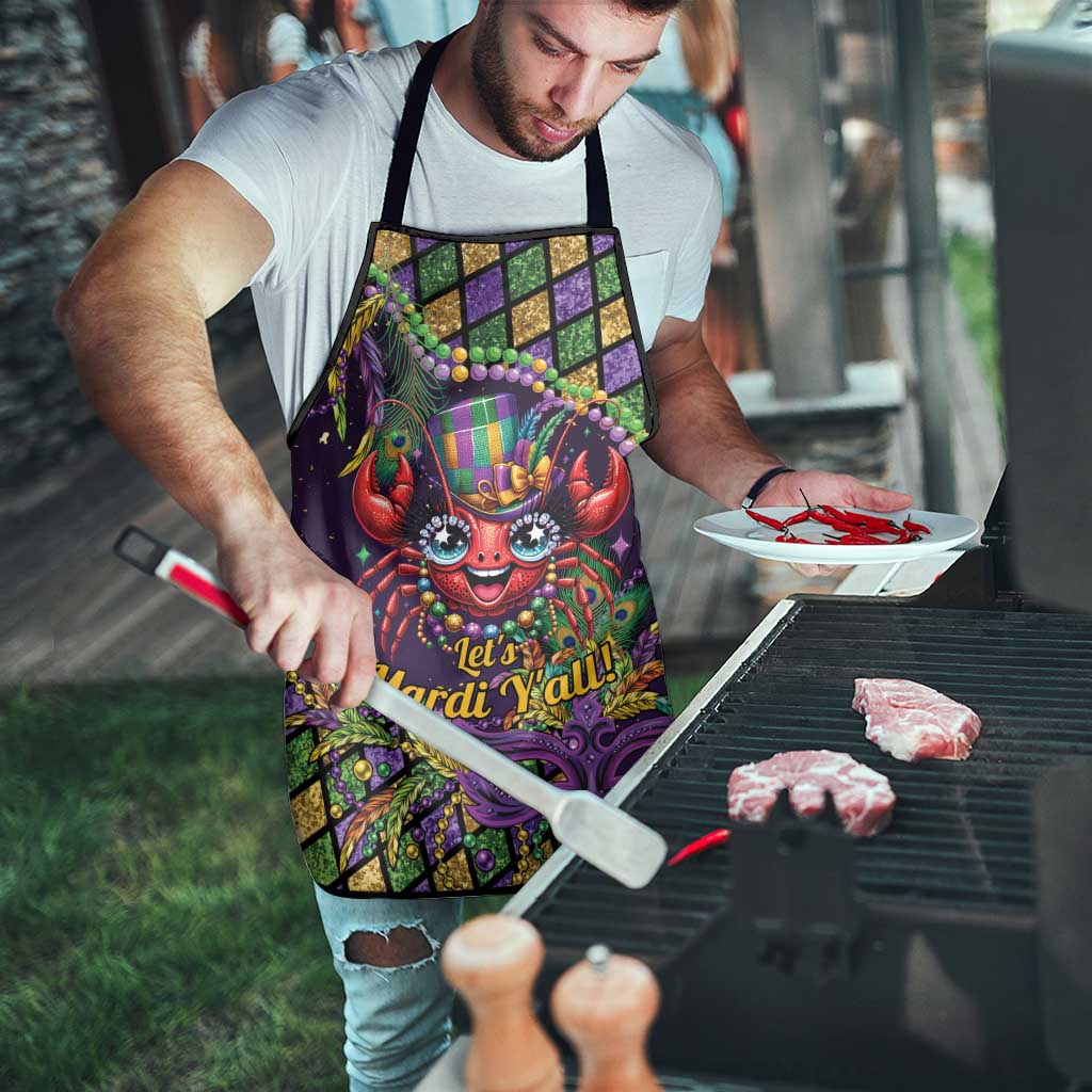 Mardi Gras Crawfish Apron Let's Mardi Y'all - Wonder Print Shop