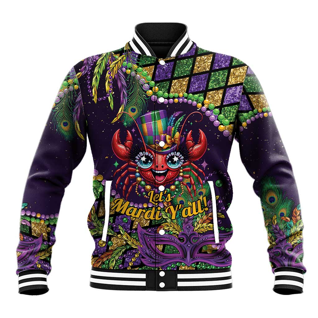Mardi Gras Crawfish Baseball Jacket Let's Mardi Y'all - Wonder Print Shop