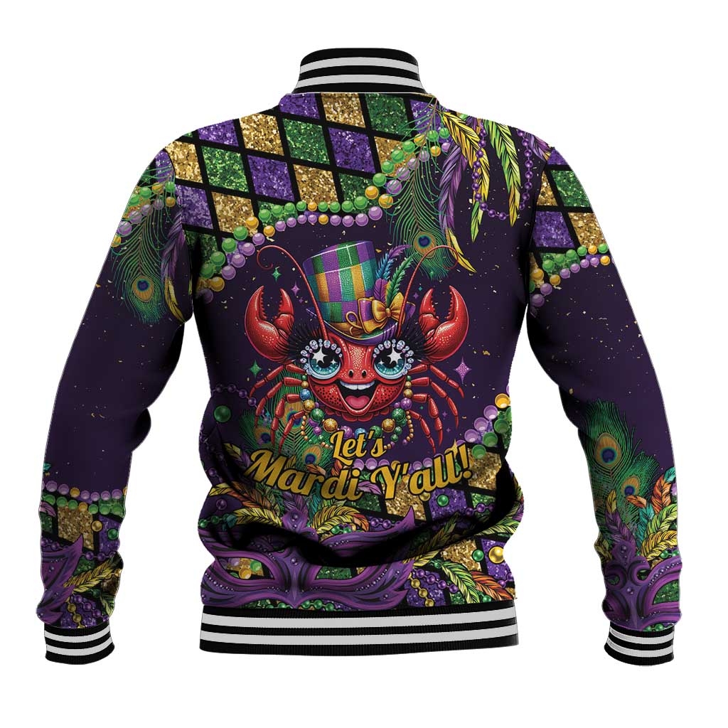 Mardi Gras Crawfish Baseball Jacket Let's Mardi Y'all - Wonder Print Shop