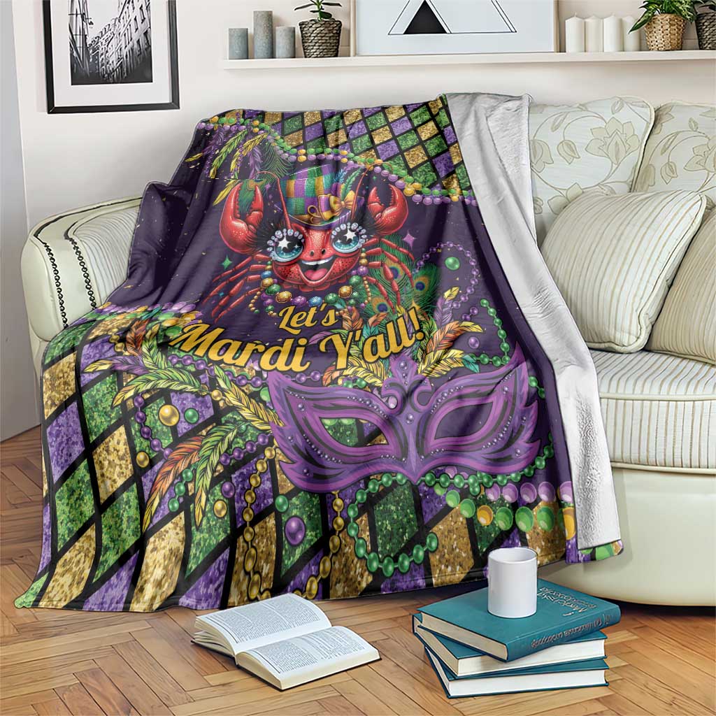 Mardi Gras Crawfish Blanket Let's Mardi Y'all - Wonder Print Shop