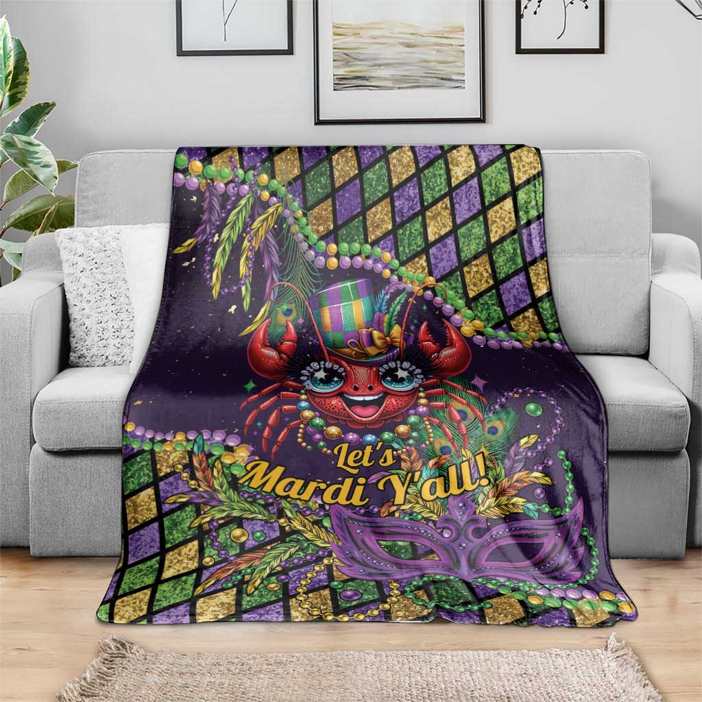 Mardi Gras Crawfish Blanket Let's Mardi Y'all - Wonder Print Shop