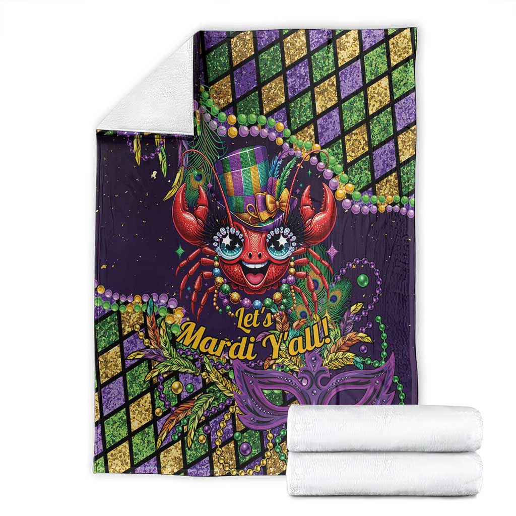 Mardi Gras Crawfish Blanket Let's Mardi Y'all - Wonder Print Shop