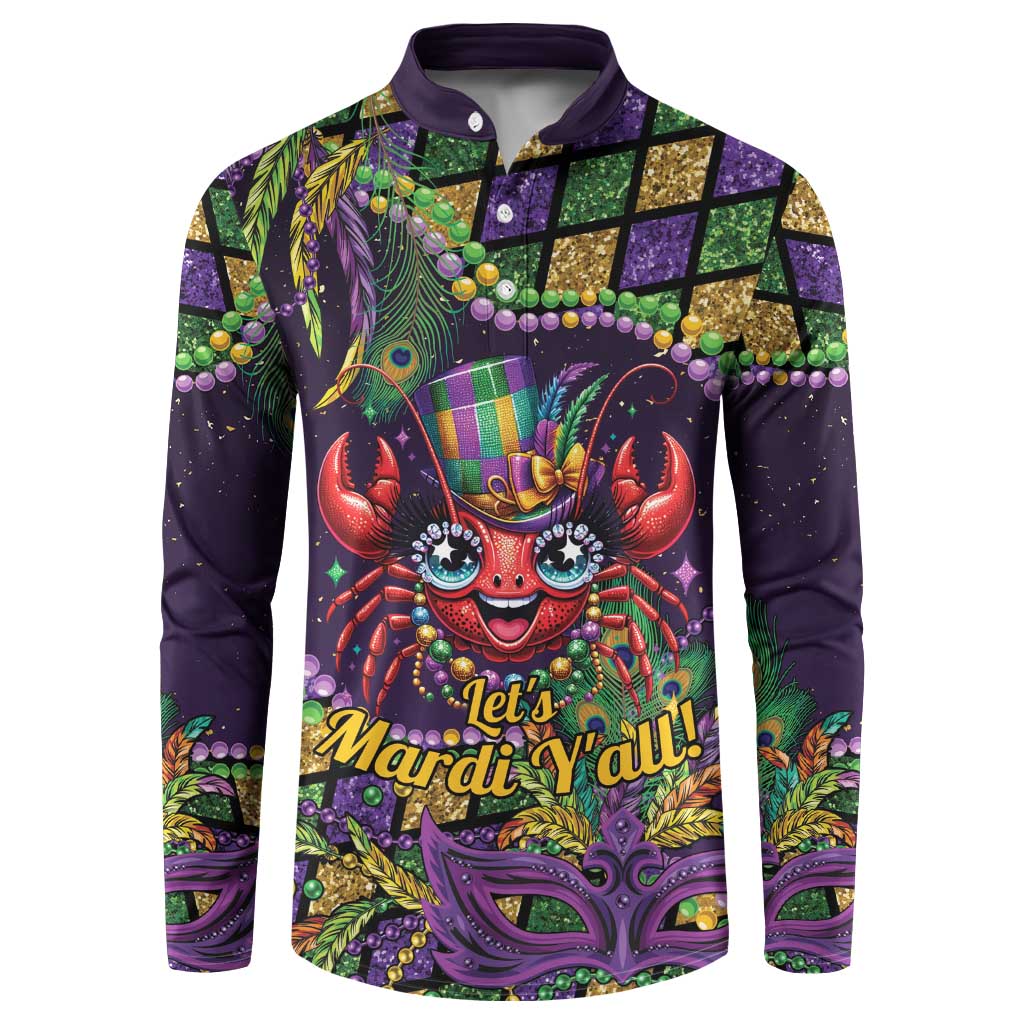 Mardi Gras Crawfish Button Sweatshirt Let's Mardi Y'all - Wonder Print Shop