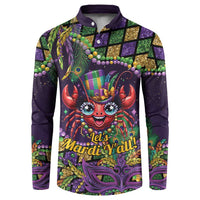 Mardi Gras Crawfish Button Sweatshirt Let's Mardi Y'all - Wonder Print Shop
