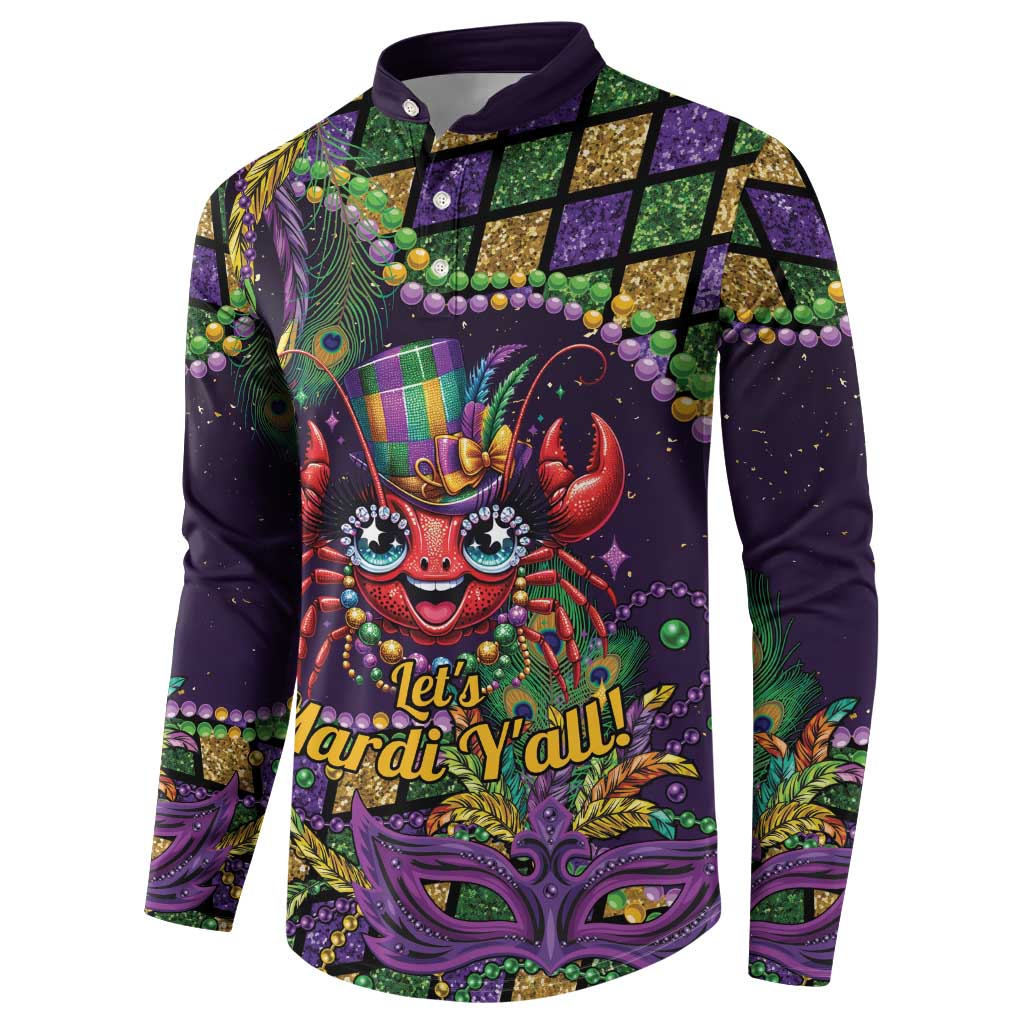 Mardi Gras Crawfish Button Sweatshirt Let's Mardi Y'all - Wonder Print Shop