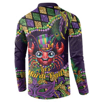 Mardi Gras Crawfish Button Sweatshirt Let's Mardi Y'all - Wonder Print Shop
