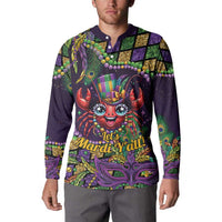 Mardi Gras Crawfish Button Sweatshirt Let's Mardi Y'all - Wonder Print Shop