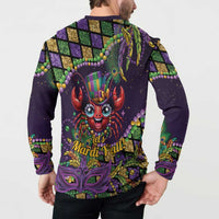Mardi Gras Crawfish Button Sweatshirt Let's Mardi Y'all - Wonder Print Shop