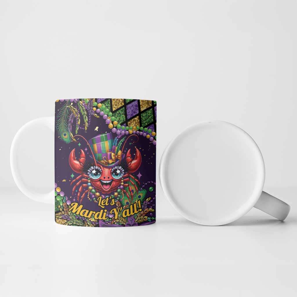Mardi Gras Crawfish Ceramic Mug Let's Mardi Y'all - Wonder Print Shop