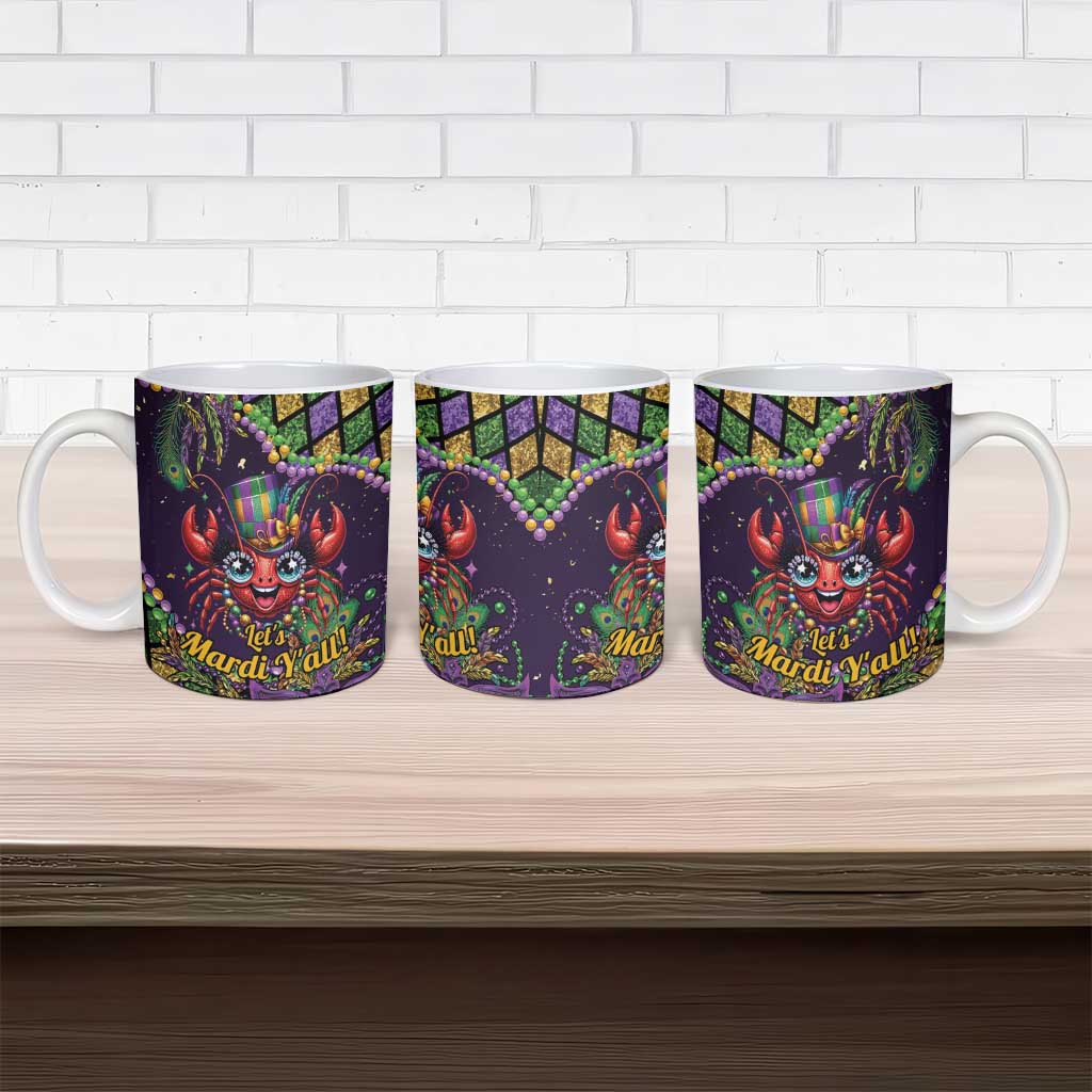 Mardi Gras Crawfish Ceramic Mug Let's Mardi Y'all - Wonder Print Shop