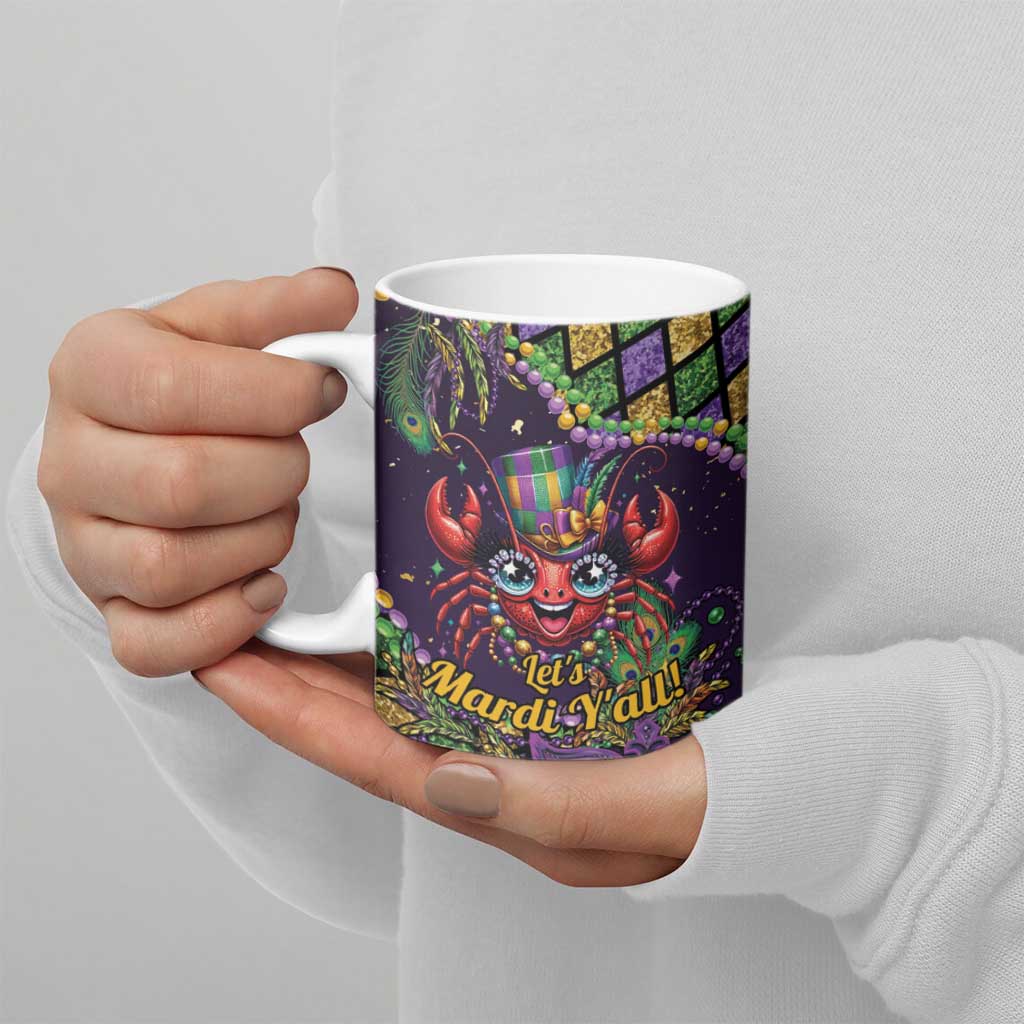 Mardi Gras Crawfish Ceramic Mug Let's Mardi Y'all - Wonder Print Shop