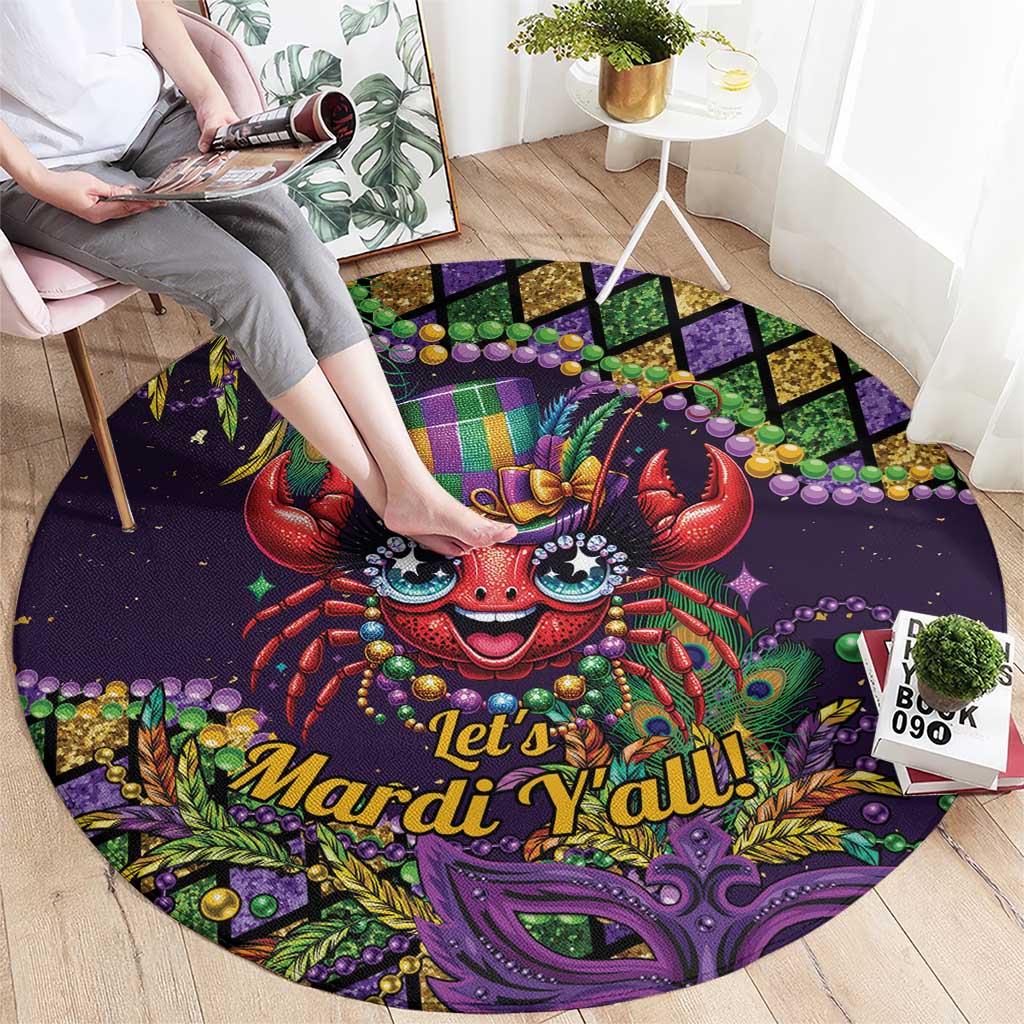 Mardi Gras Crawfish Round Carpet Let's Mardi Y'all - Wonder Print Shop