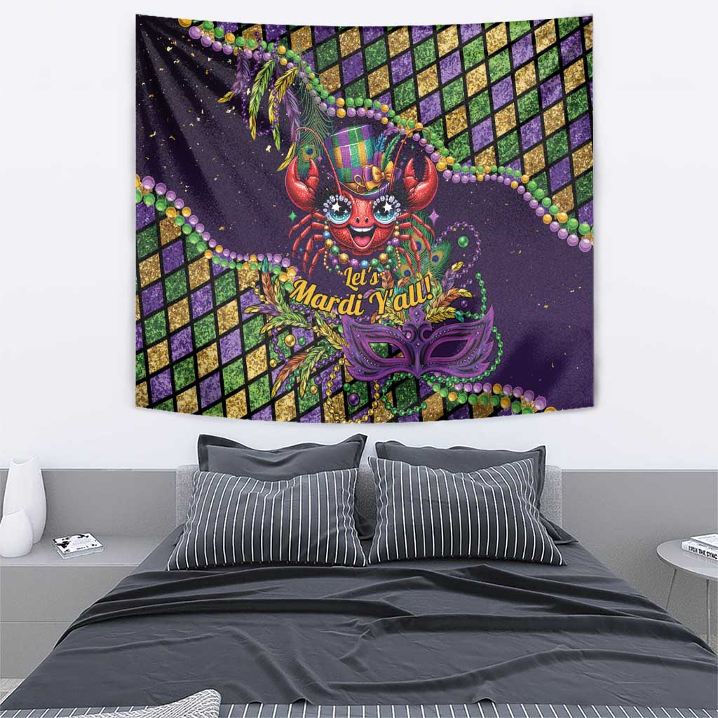 Mardi Gras Crawfish Tapestry Let's Mardi Y'all - Wonder Print Shop