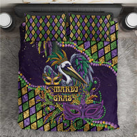 Mardi Gras Pelican Bedding Set Crowned Feathers Carnival Reign - Wonder Print Shop