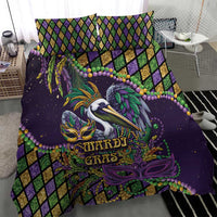 Mardi Gras Pelican Bedding Set Crowned Feathers Carnival Reign - Wonder Print Shop