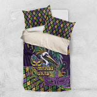Mardi Gras Pelican Bedding Set Crowned Feathers Carnival Reign - Wonder Print Shop