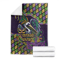 Mardi Gras Pelican Blanket Crowned Feathers Carnival Reign - Wonder Print Shop