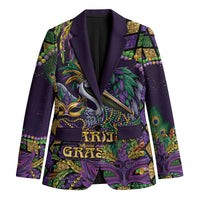 Mardi Gras Pelican Blazer Crowned Feathers Carnival Reign - Wonder Print Shop