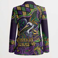 Mardi Gras Pelican Blazer Crowned Feathers Carnival Reign - Wonder Print Shop
