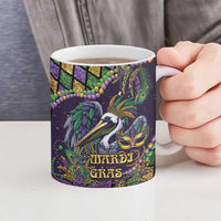 Mardi Gras Pelican Ceramic Mug Crowned Feathers Carnival Reign - Wonder Print Shop
